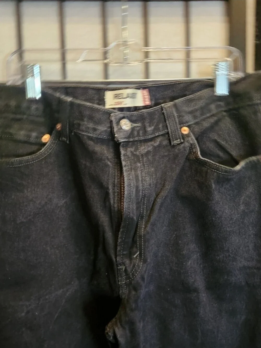 Levi's black jeans relaxed fit size 36x34